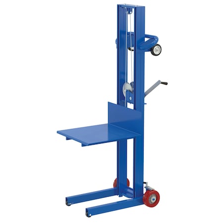Vestil Steel Lite Load Lift w/Winch, Fixed Wheels/Wheel Lock 20 In. x 20 In. Platform 400 lb Blue LLW-202058-FWWL
